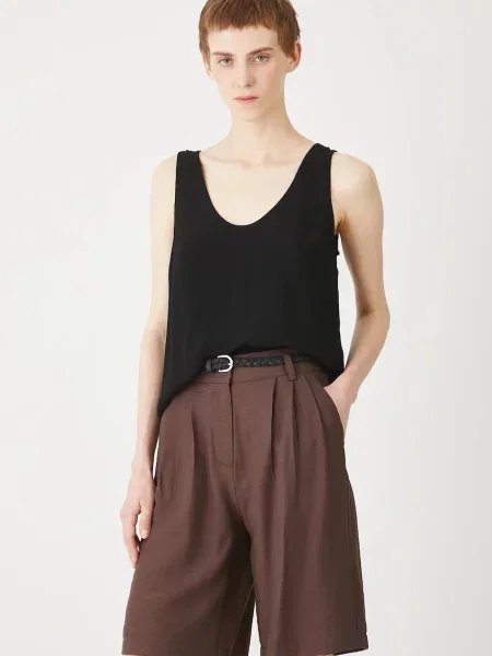 Medicine szorty gładkie high waist brązowy