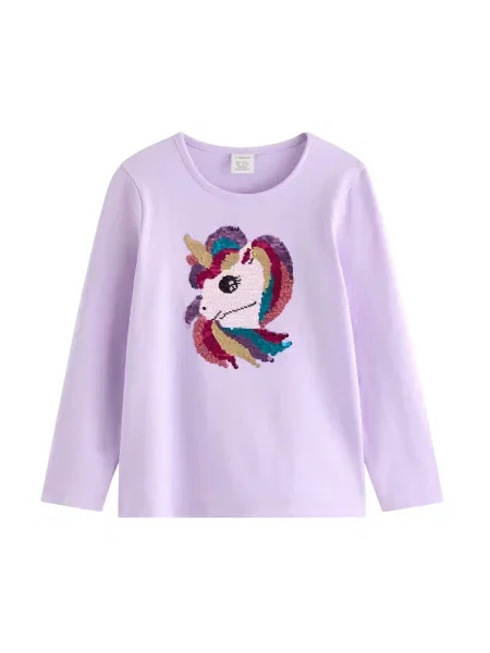Lindex Tricou galben miere / mov vânătă / mov lavandă negru