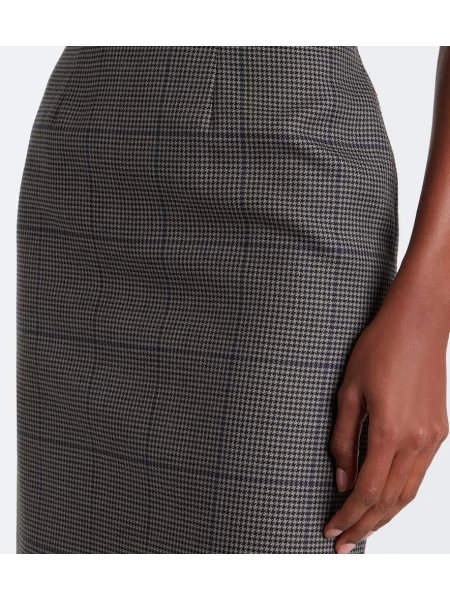 Rochie midi Mugler de lână cu model pepito maro