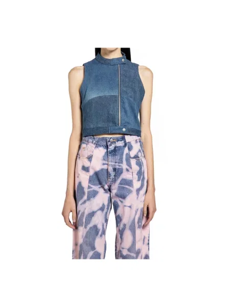 Top E.l.v. Denim biker niebieski