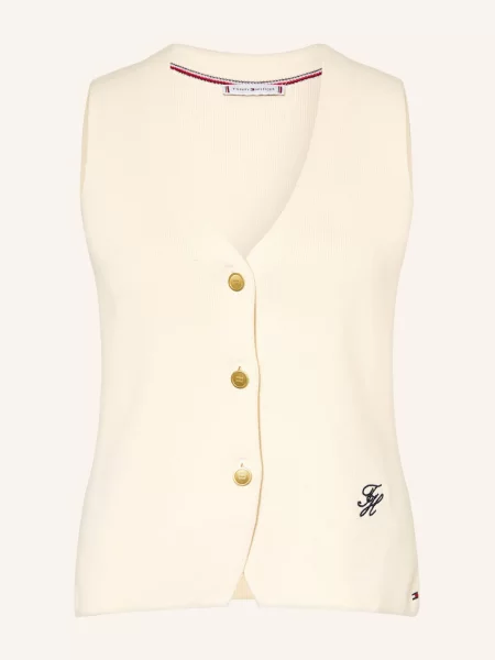Kamizelka o kroju slim fit z czystej bawełny Tommy Hilfiger beżowa