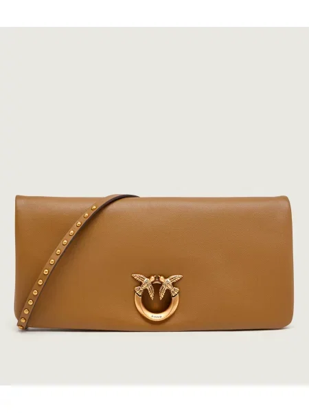 Pinko De piele geantă poștaș/poșetă plic Click Soft Horizontal Classic bej
