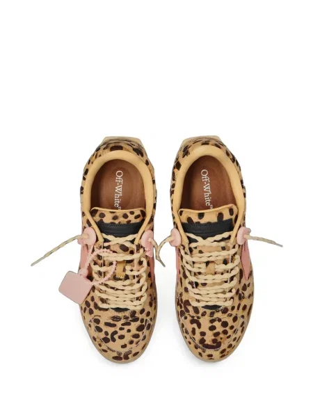 Sneakerși Off-white cu imagine cu model leopard alb