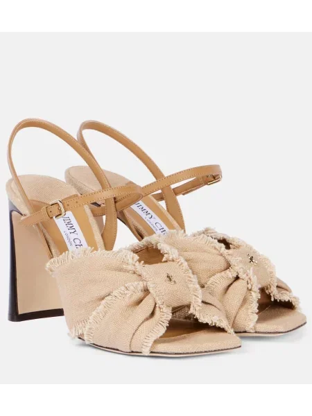 Pantofi cu toc Jimmy Choo din canvas bej