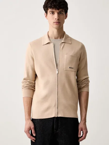 Karl Lagerfeld cardigan pentru bărbați cu vâscoză bej