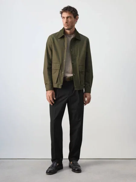Kurtka z mieszanki bawełny water-repellent khaki Mężczyzna S MANGO MAN