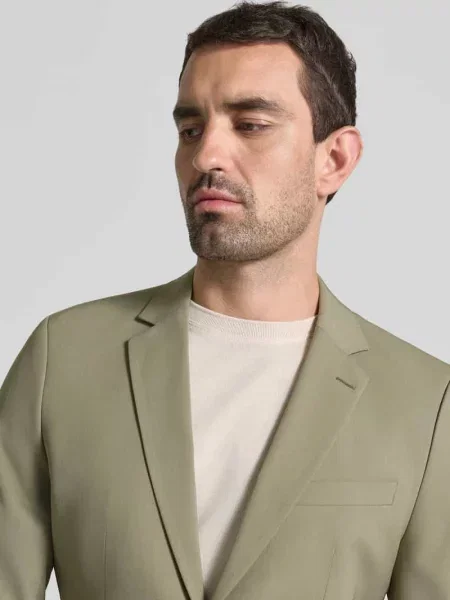 Marynarka o kroju slim fit z dodatkiem model LIAM' Selected Homme zielona