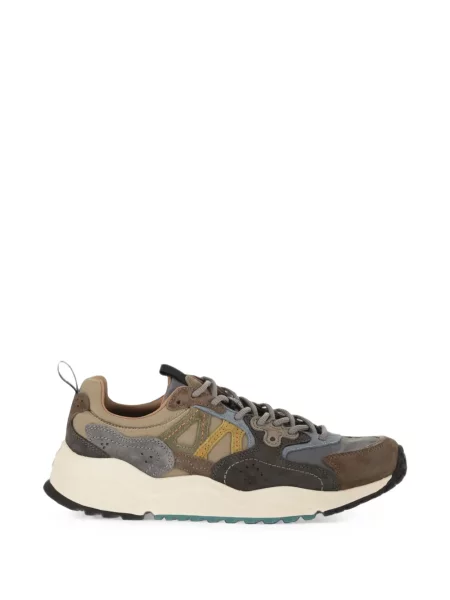Sneakerși Flower Mountain din piele de căprioară cu model floral gri