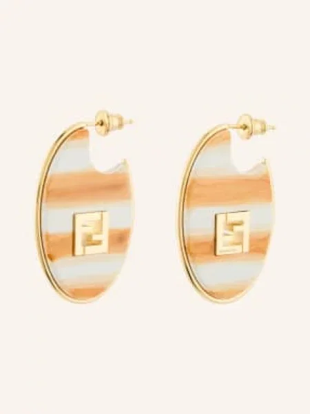 Fendi Náušnice Forever Fendi zlatá / tmavě oranžová bílá