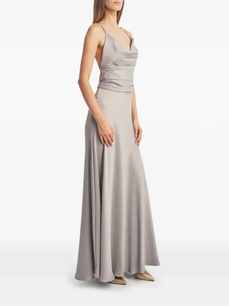 Rochie maxi Irina Schrotter cu volane gri