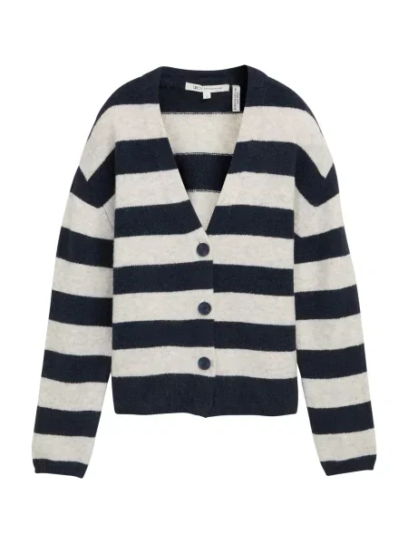 TOM TAILOR DENIM Geacă tricotată crem / bleumarin