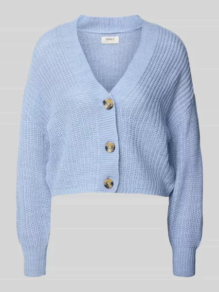 Kurtka z dzianiny o kroju regular fit z jednorzędową listwą guzikową model ‘CAROLSPRING’ Only niebieska