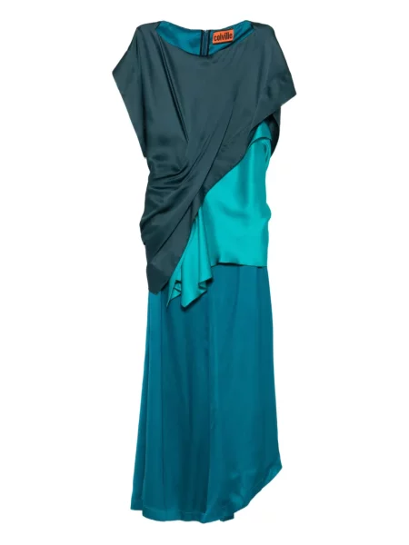 Jedwabna sukienka Colville drapowana garniturowa zielona