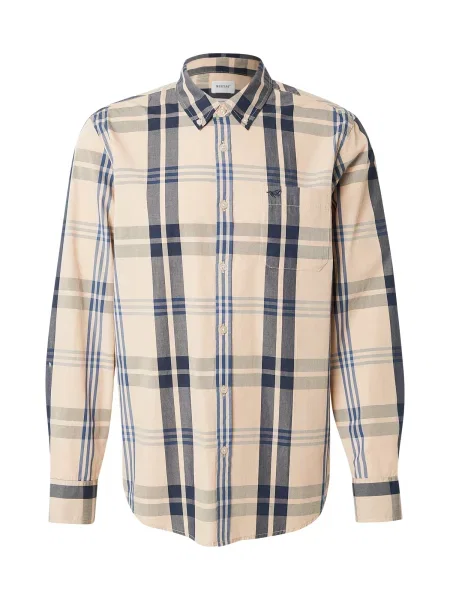 MUSTANG Košile Chester béžová / černá bílá