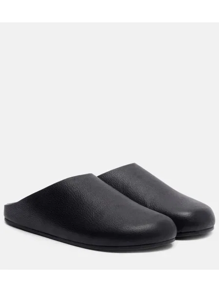 Papuci tip mules The Row din piele negru