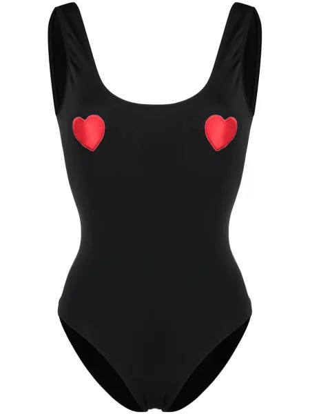 Costum de baie Natasha Zinko cu motiv cu inimi negru