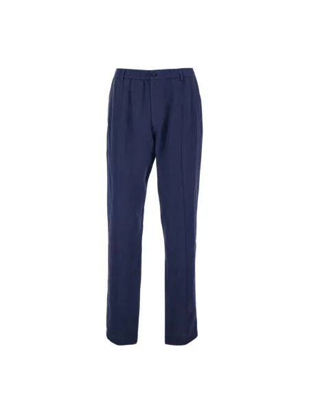 Lniane spodnie Emporio Armani niebieskie