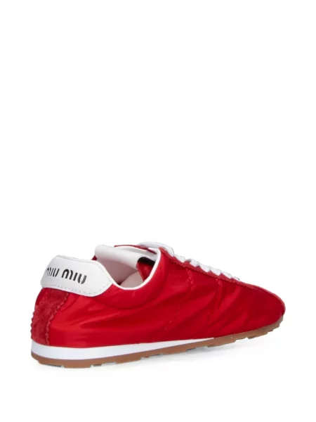 Sneakerși Miu Miu din piele de căprioară roșu