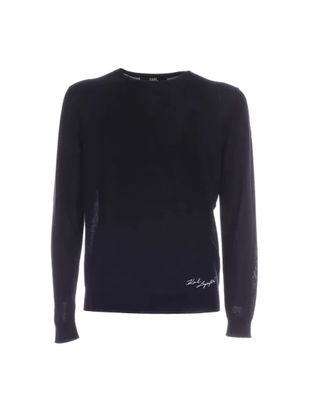 Sweter Karl Lagerfeld z kaszmiru z logo czarny