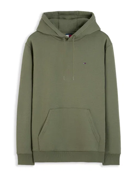 Palton Tommy Jeans cu glugă verde