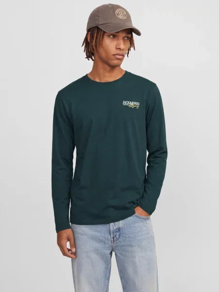 JACK & JONES Majica JJJADE svijetložuta / tamno zelena bijela