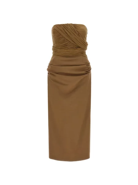 Rochie midi Magda Butrym drapată fără bretele maro