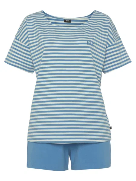 H.I.S Kratke hlače za spanje dimno modra bela