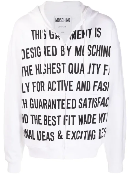 Hanorac cu glugă Moschino cu imagine alb