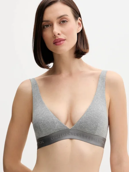 Сутиен United Colors of Benetton с меланжов десен сиво