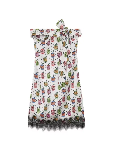 Sukienka mini Gcds z nadrukiem koronkowa garniturowa biała