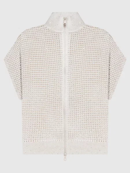 Ажурний жилет з паєтками Brunello Cucinelli бежевий
