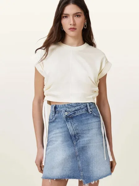 Bluză Allsaints din satin alb