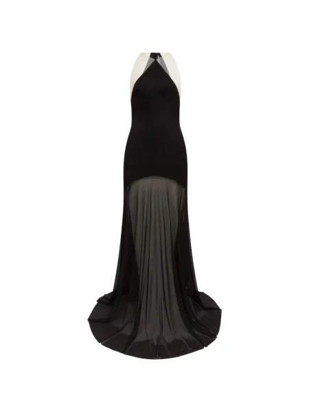 Rochie maxi David Koma cu gât halter negru