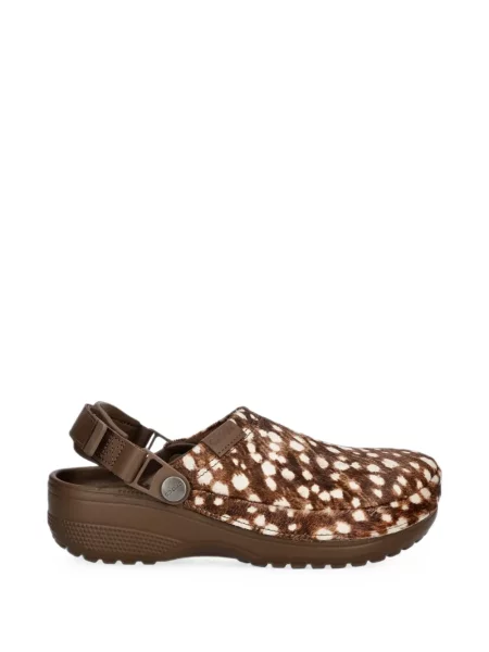 Papuci Crocs cu imagine cu bretele maro