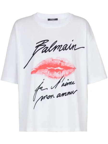 Tricou Balmain cu imagine alb