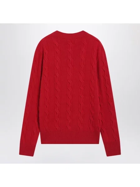 Sweter Ami Paris wełniany z logo czerwony