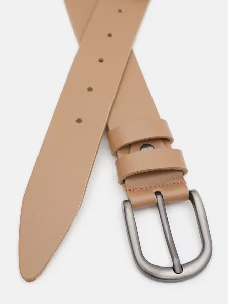 Кожаный ремень Borsa Leather с ремешками бежевый