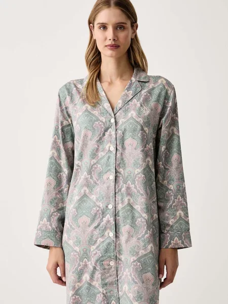 Lauren Ralph Lauren nočná košieľka dámska s bavlnou béžová