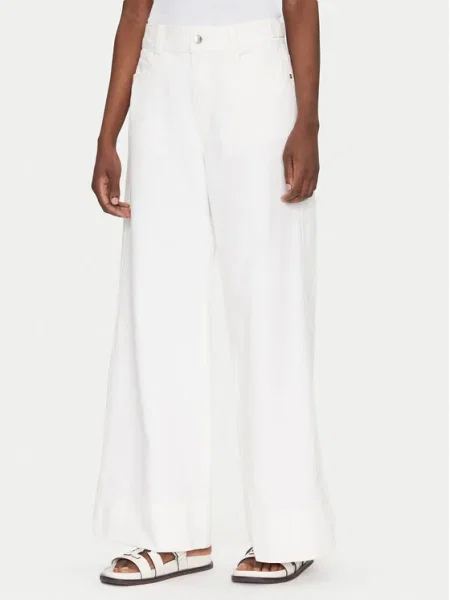 BOSS Blugi Talashea Écru Wide Leg alb