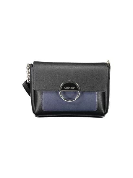 Lniana torebka crossbody Calvin Klein czarna