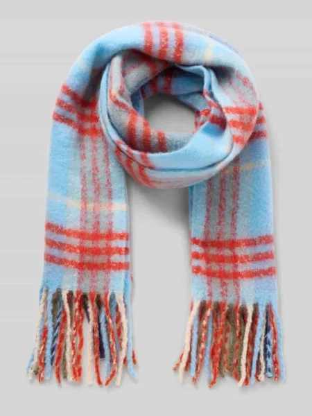 Szal ze sznurkowymi wykończeniami model ‘IAELMA’ Ichi błękitna