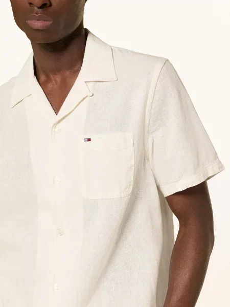 Tommy Jeans Koszula Resortowa Comfort Fit Z Lnem weiss