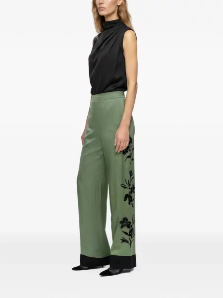 Pantaloni palazzo Karl Lagerfeld din satin verde