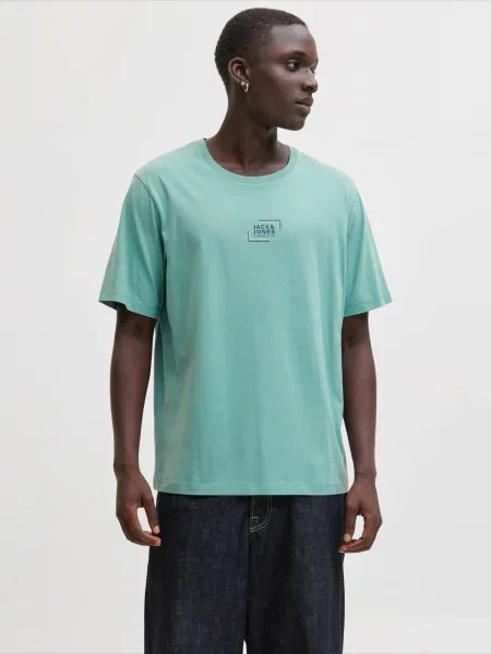 JACK & JONES Majica marine / turkizna bela