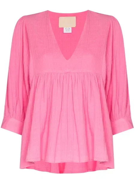 Bluzka Anaak z dekoltem w serek różowa