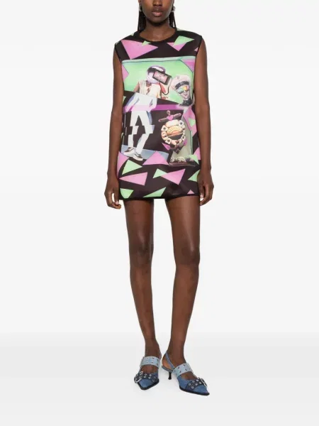 Rochie The Artistylist fără mâneci cu imagine negru