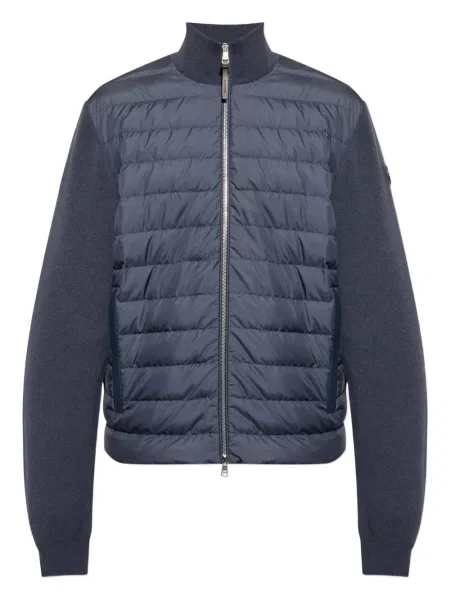 Pletený prošívaný kardigan Moncler modrý