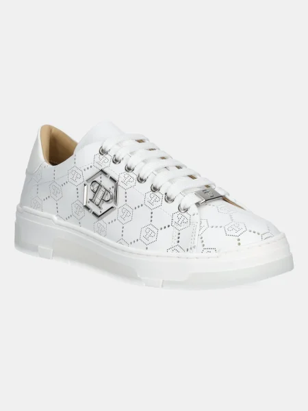 Philipp Plein sneakers din piele Lo-Top Monogram 01 alb