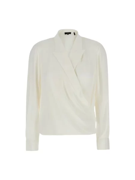 Jedwabna bluzka Theory kopertowa beżowa