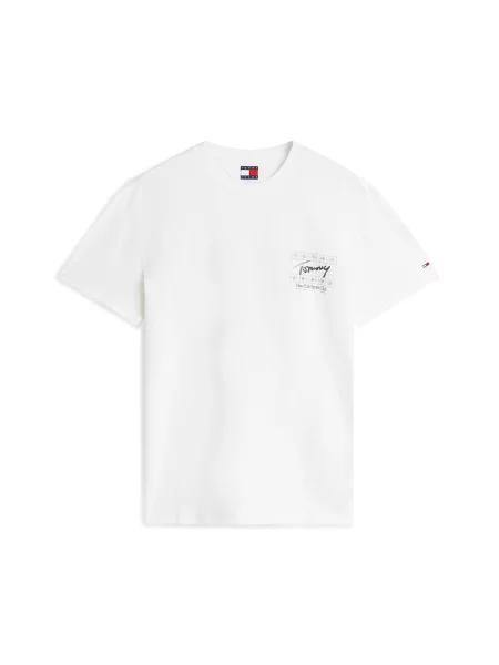 Tommy Jeans Tricou SIGN FLAG' alb